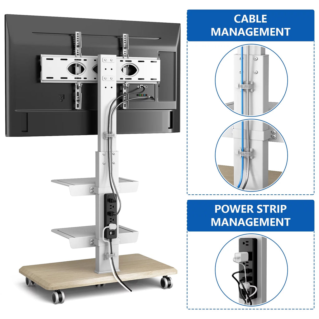 Black Rolling TV Stand with 3 Shelves H3131