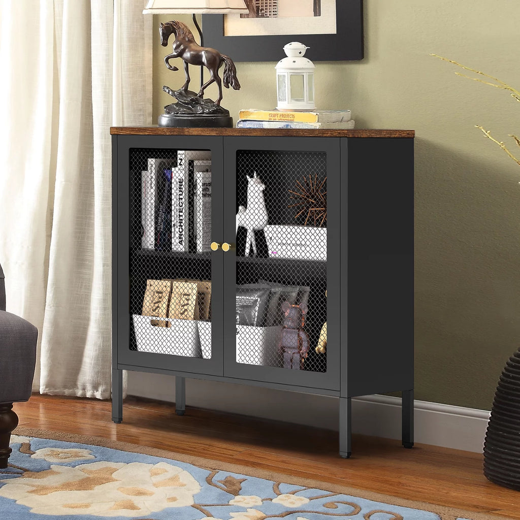 Metal Storage Cabinet with 2 Mesh Doors V6787
