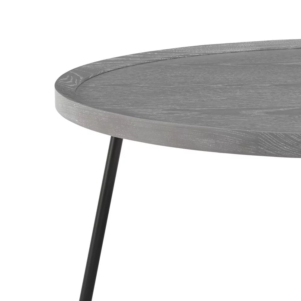 35 in. Black & Gray Manufactured Wood & Metal Round Coffee Table X2179