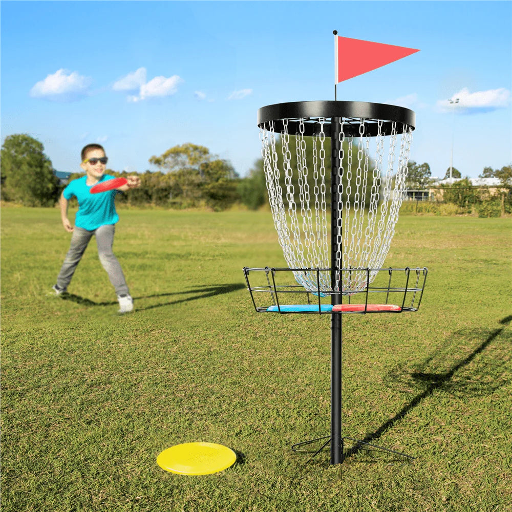 24-Chain Disc Golf Goal with Carrying Bag and 3 Discs Y45528