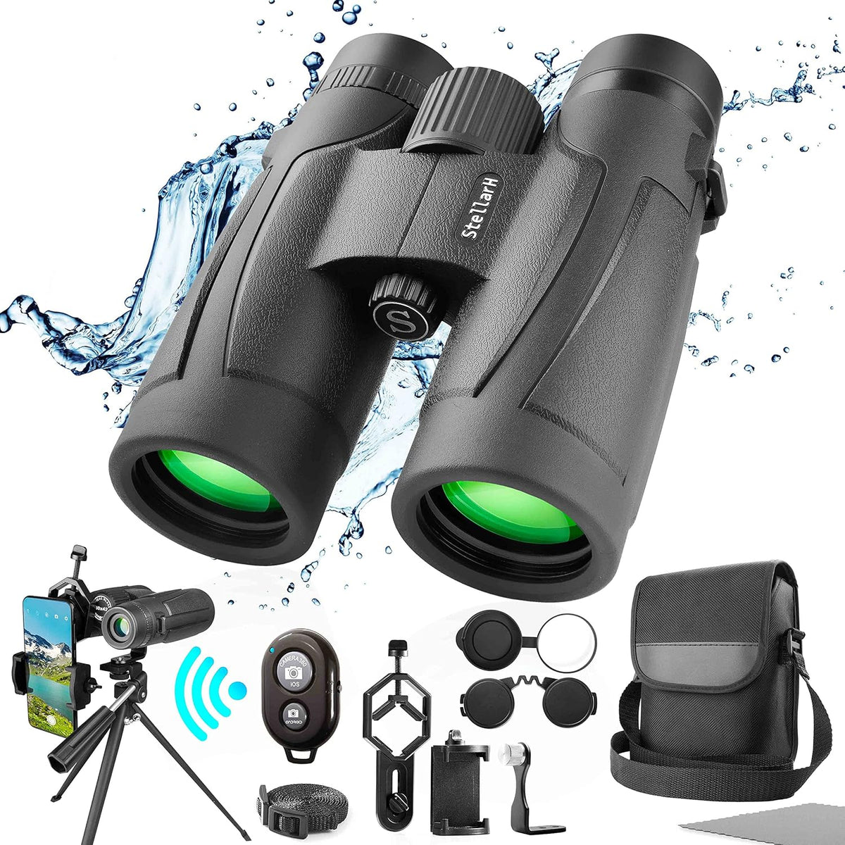 10x42 Waterproof Binoculars with Tripod and Carrying Bag I70227