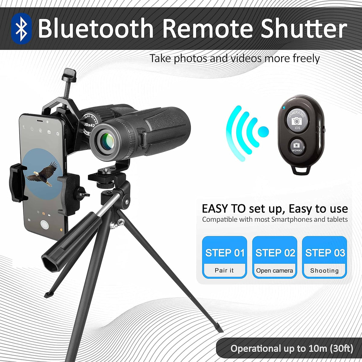 10x42 Waterproof Binoculars with Tripod and Carrying Bag I70227