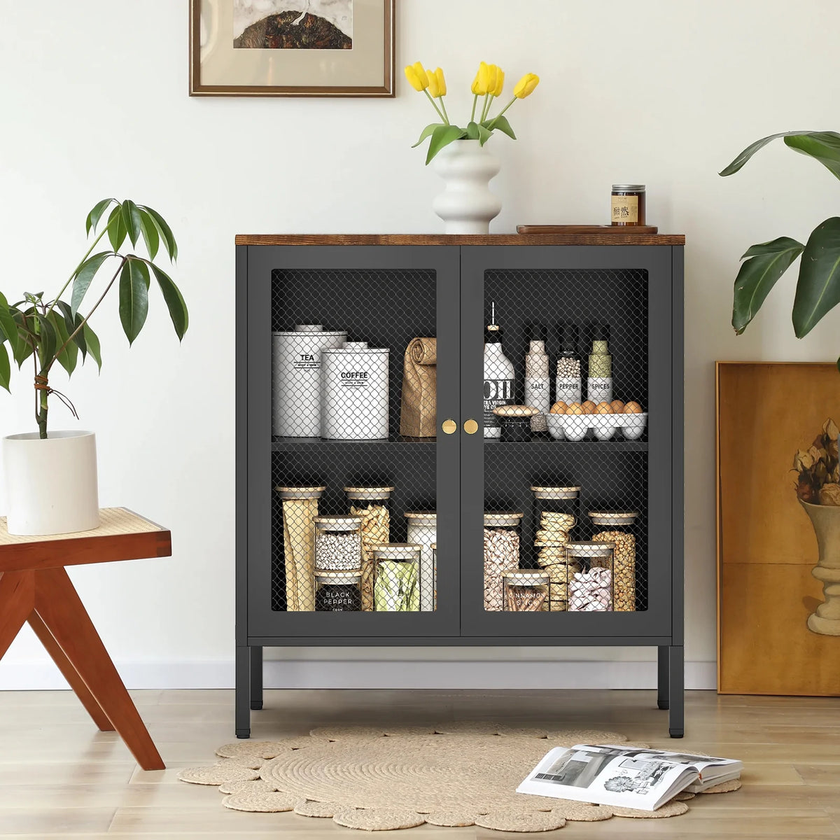 Metal Storage Cabinet with 2 Mesh Doors V6787