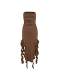 Irregular Ruffle Tube Dress Midi Skirt I35497