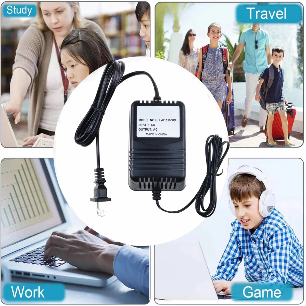 12V AC to AC Adapter Charger Power Supply Cord N63671