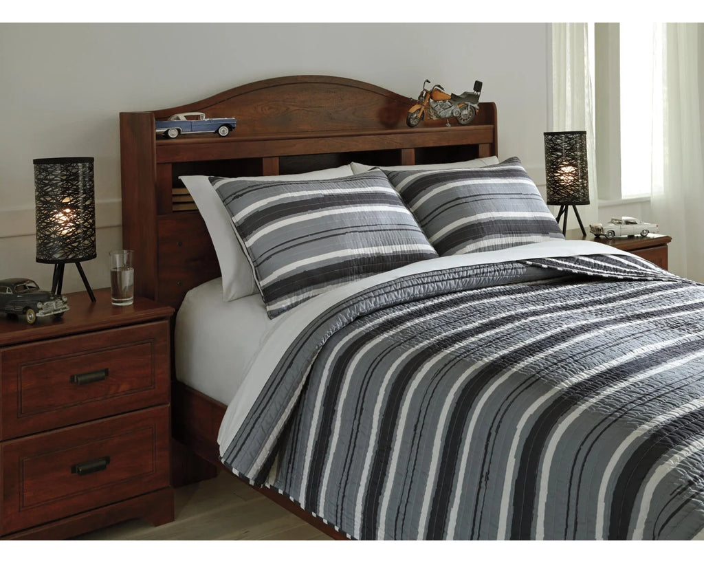 3-Piece Full Coverlet Set Gray/Cream J37531