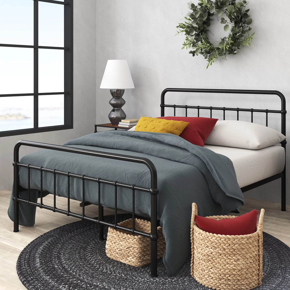 White Queen Metal Platform Bed Frame G947