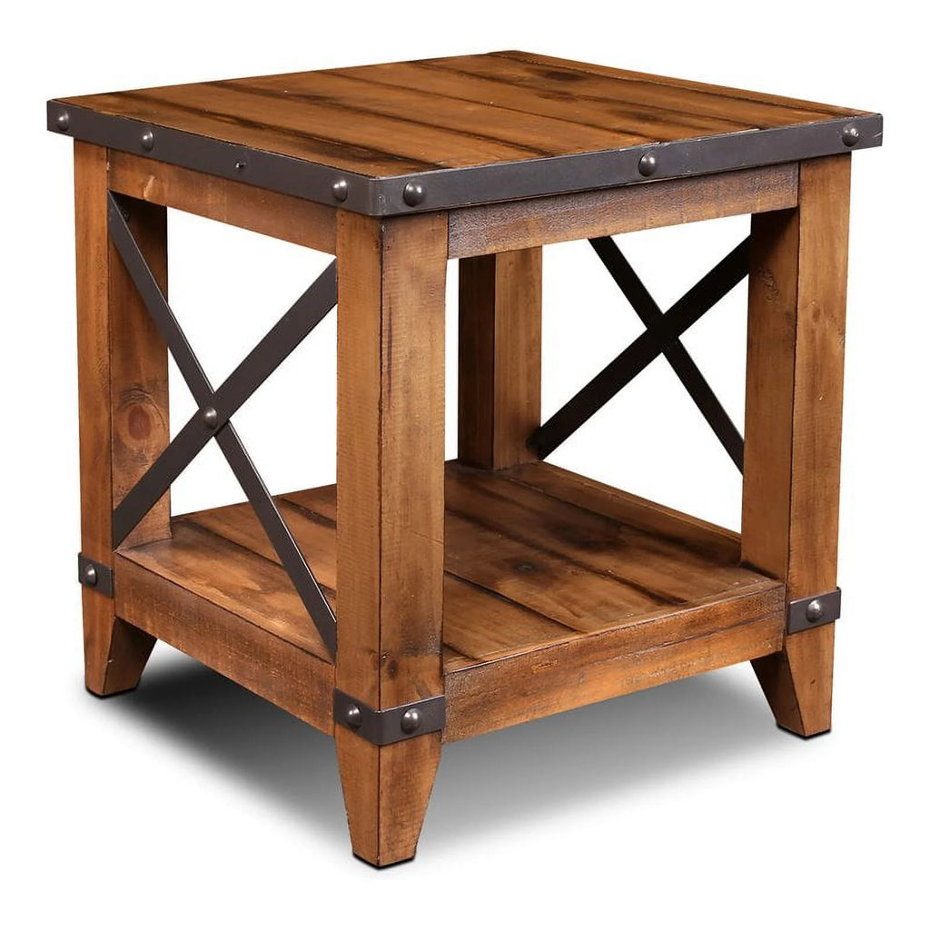 Contemporary Wood End Table with Shelf Set of 2 A926374
