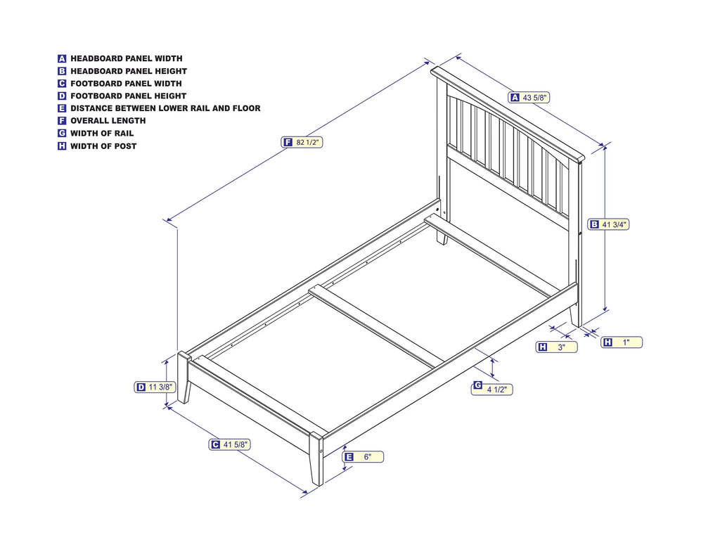 Twin XL Bed in Walnut T49330