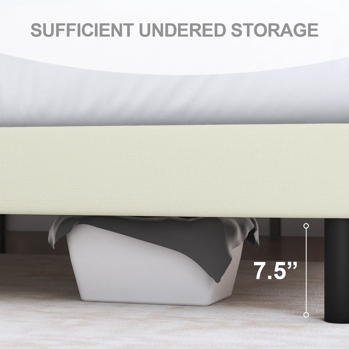 Beige Full Size Upholstered Platform Bed Frame A1316