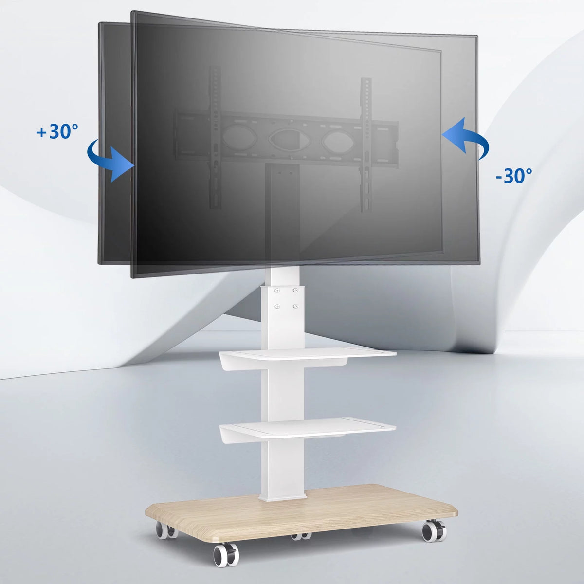 Black Rolling TV Stand with 3 Shelves H3131