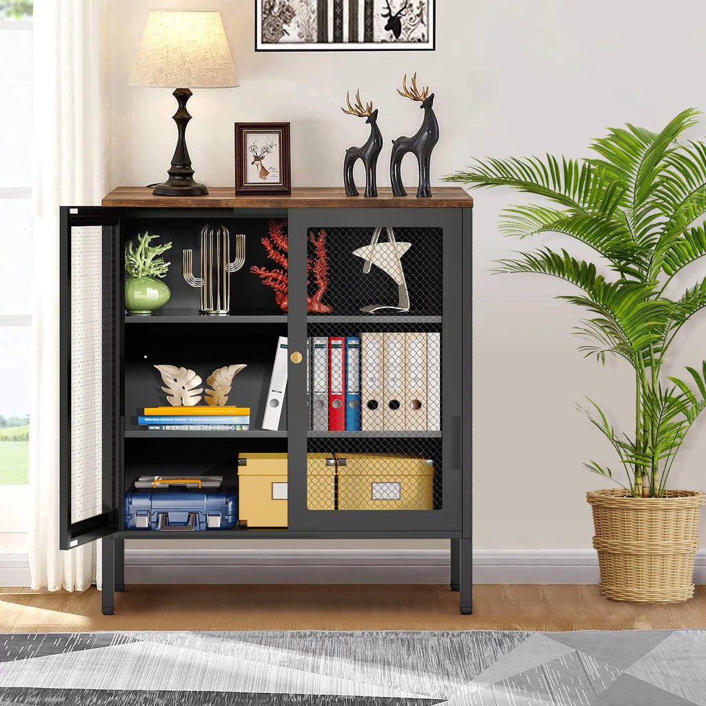 Metal Storage Cabinet with 2 Mesh Doors V6787
