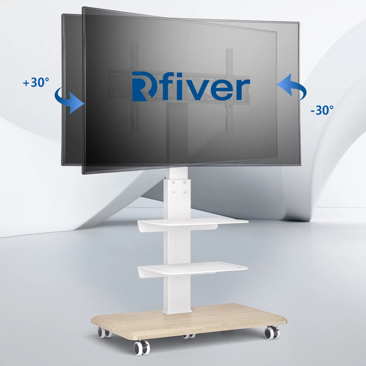Black Rolling TV Stand with 3 Shelves H3131