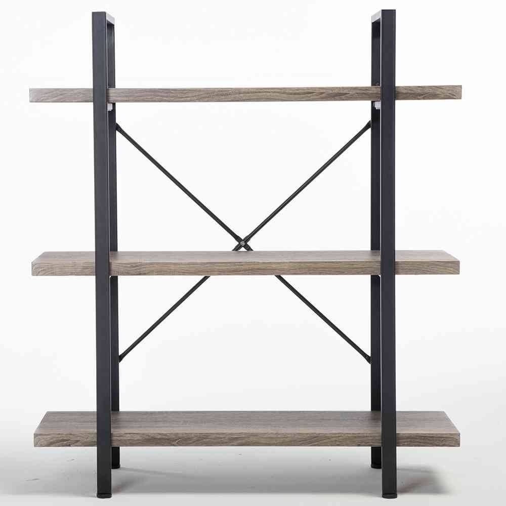 3-Shelf Rustic Industrial Bookcase T8352