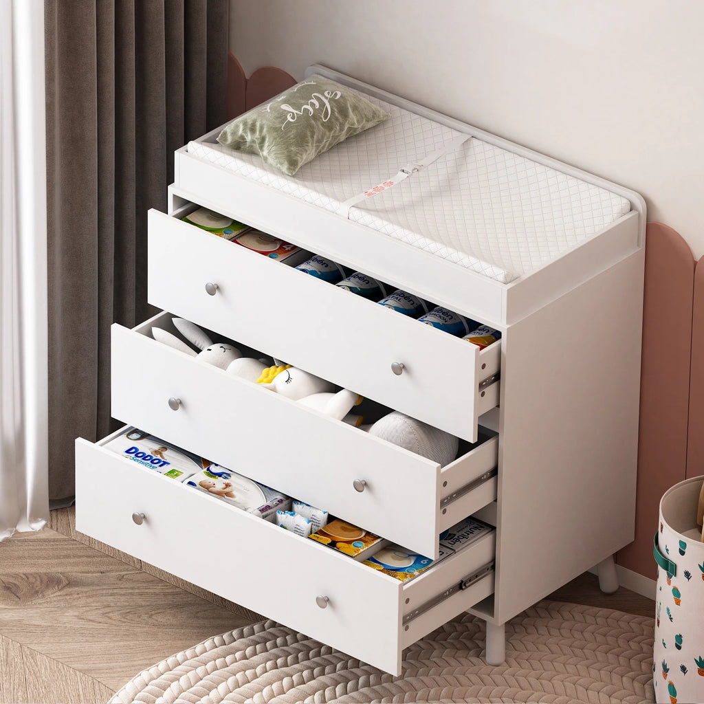 White 3 Drawer Changing Table with Removable Pad K95449