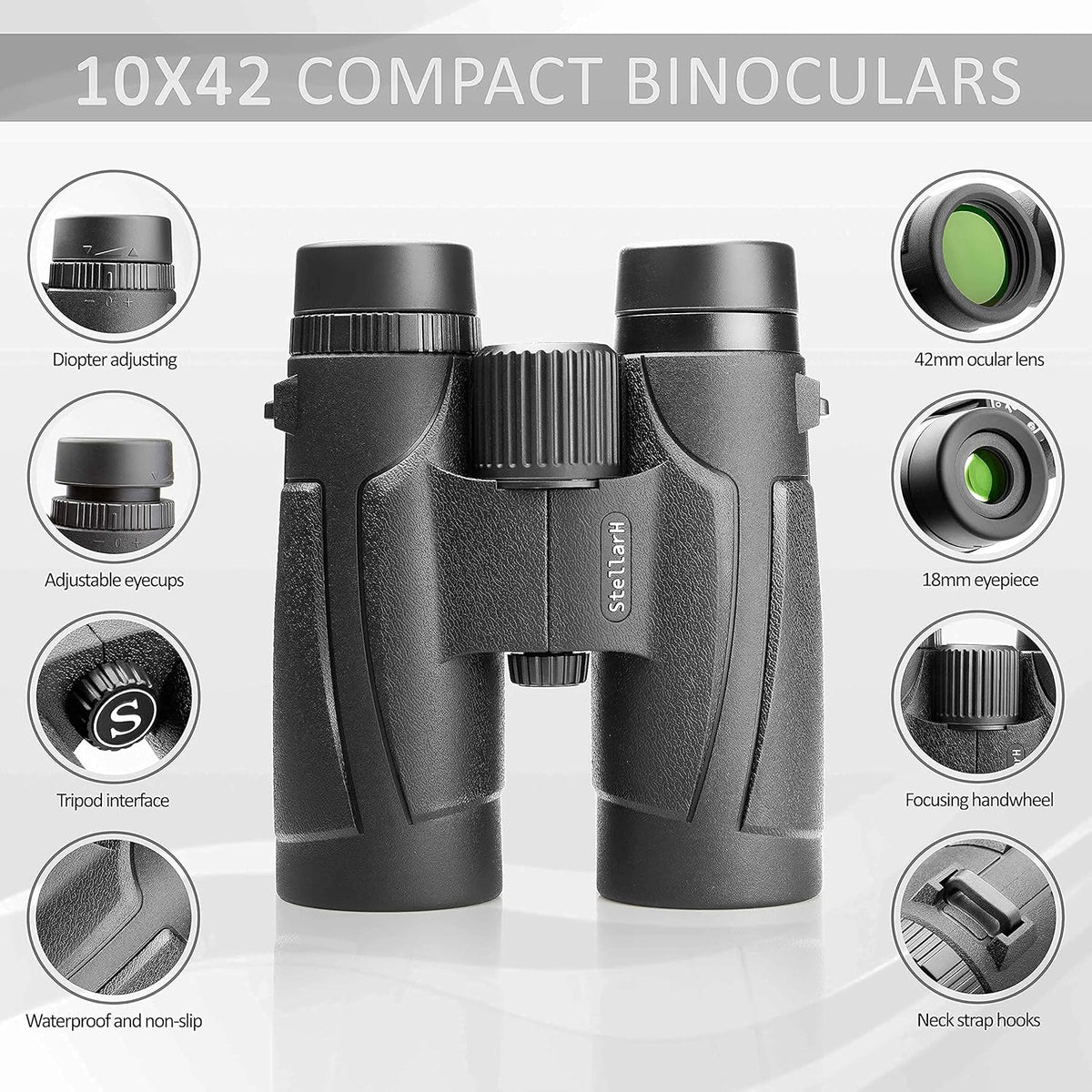 10x42 Waterproof Binoculars with Tripod and Carrying Bag I70227