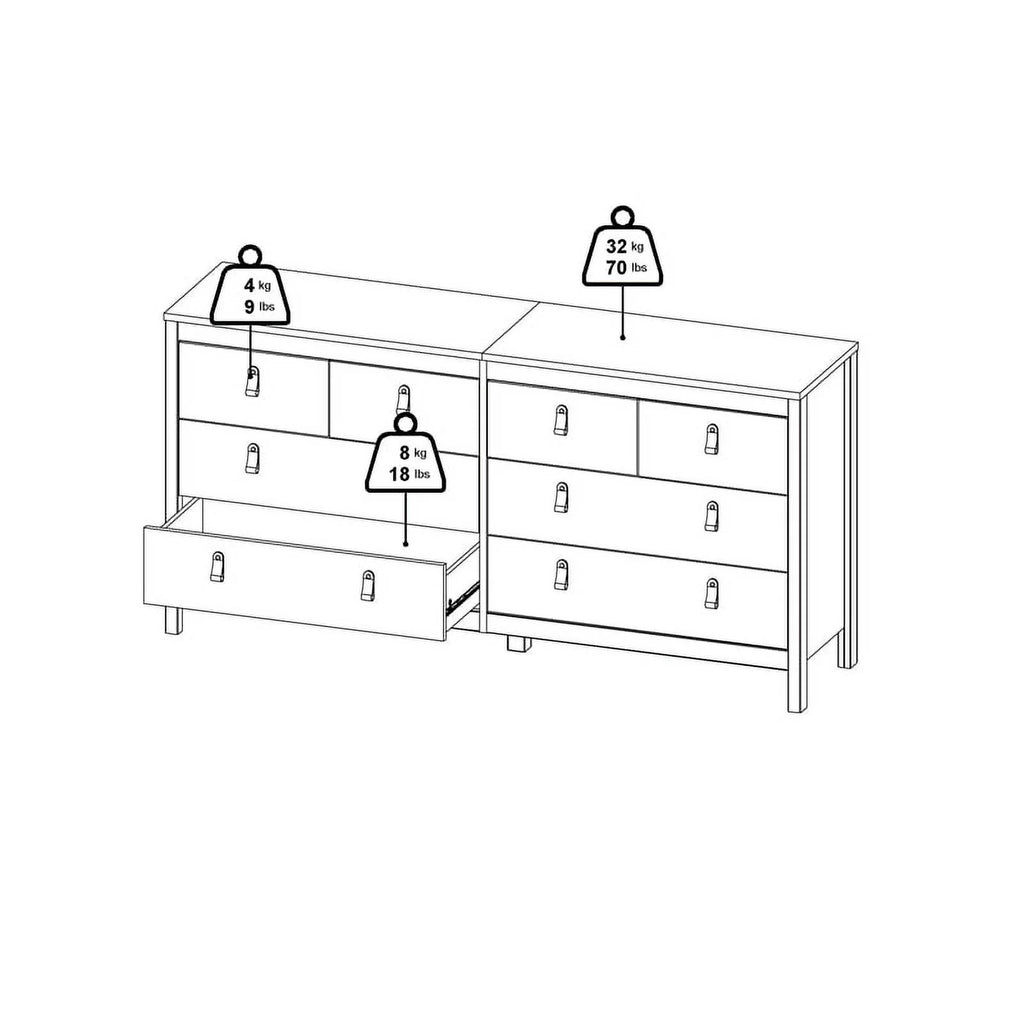 White 8 Drawer Engineered Wood Dresser W1155