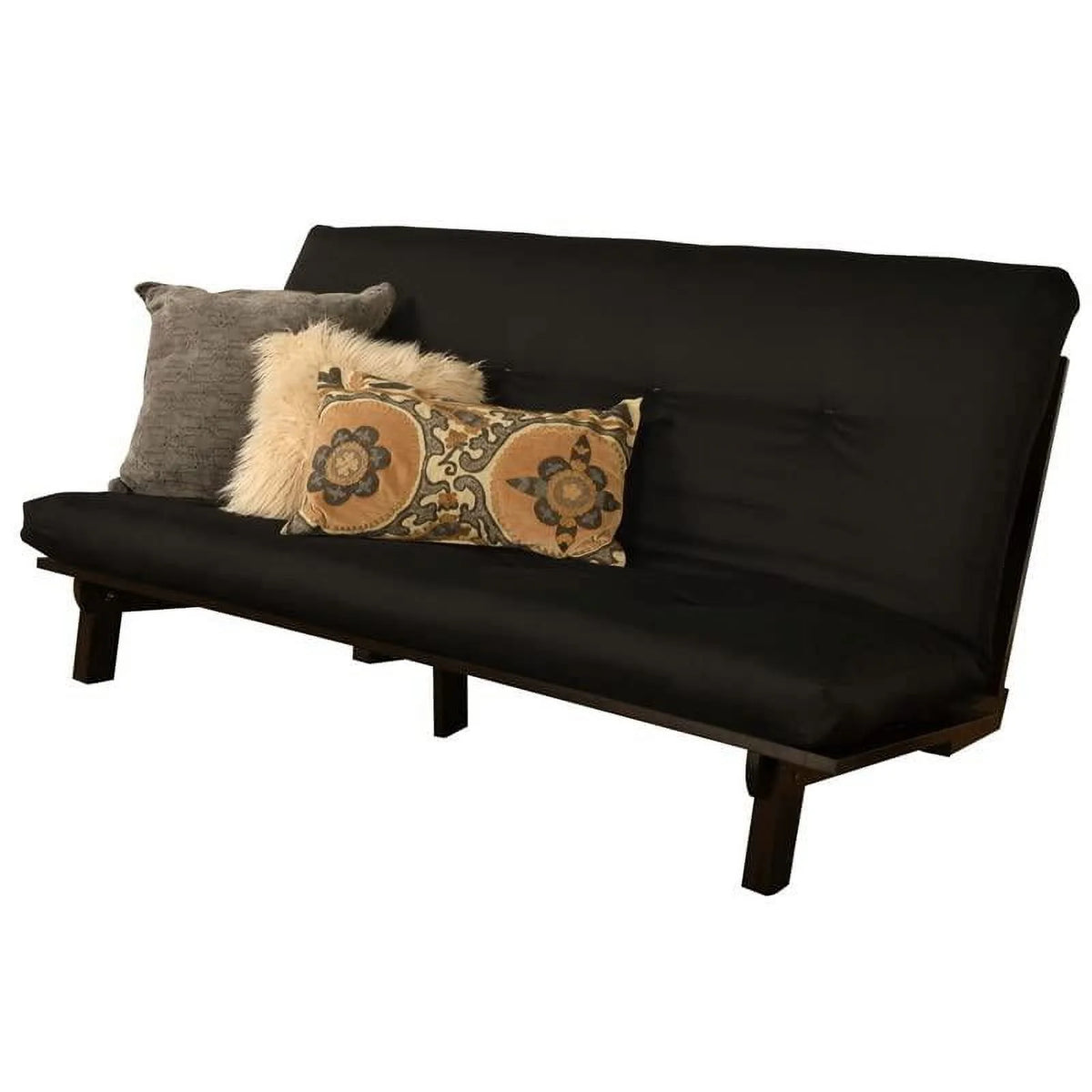 Wood Futon with Black Mattress P96154