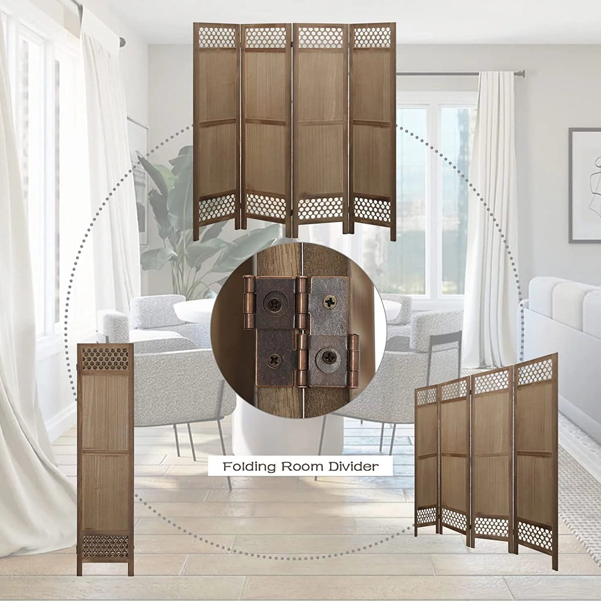 4 Panel 5.6Ft Folding Privacy Screen N16119