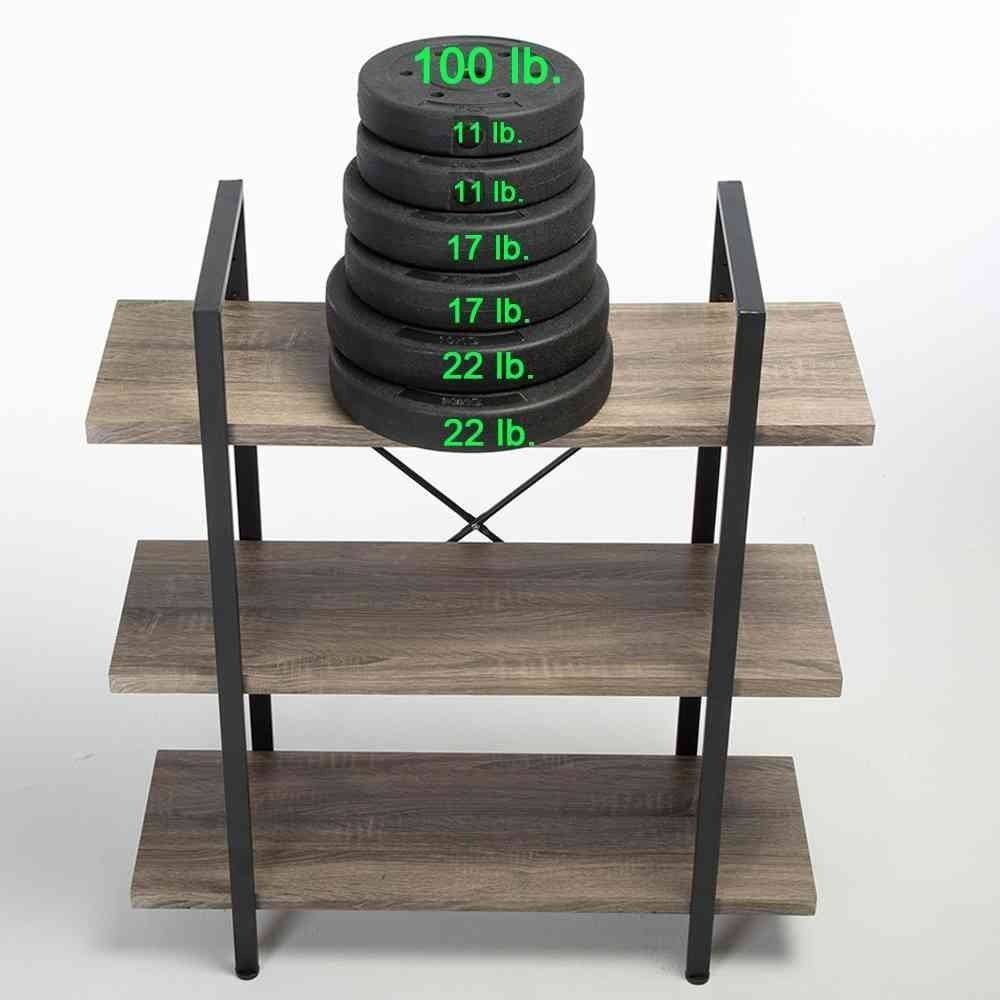 3-Shelf Rustic Industrial Bookcase T8352