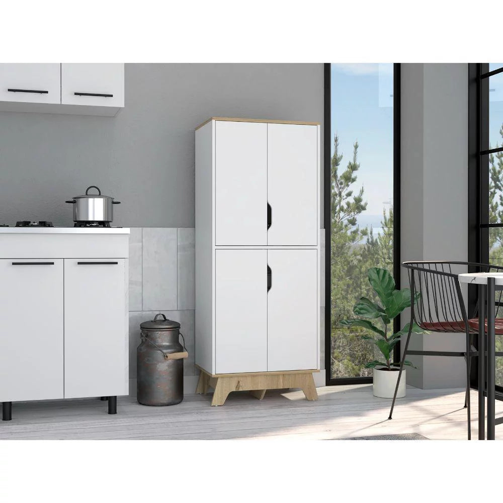 Light Oak & White Double Kitchen Pantry F61935