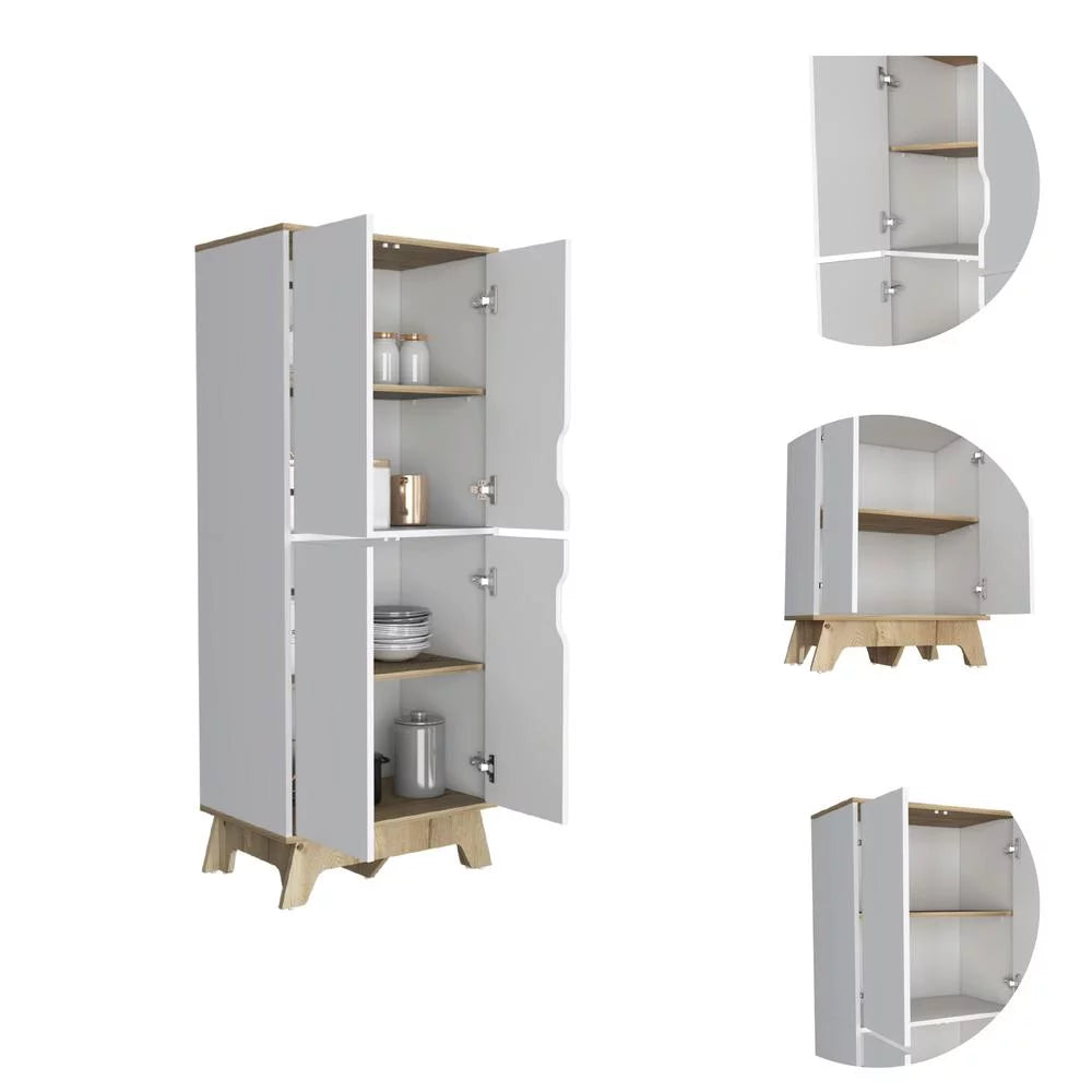 Light Oak & White Double Kitchen Pantry F61935