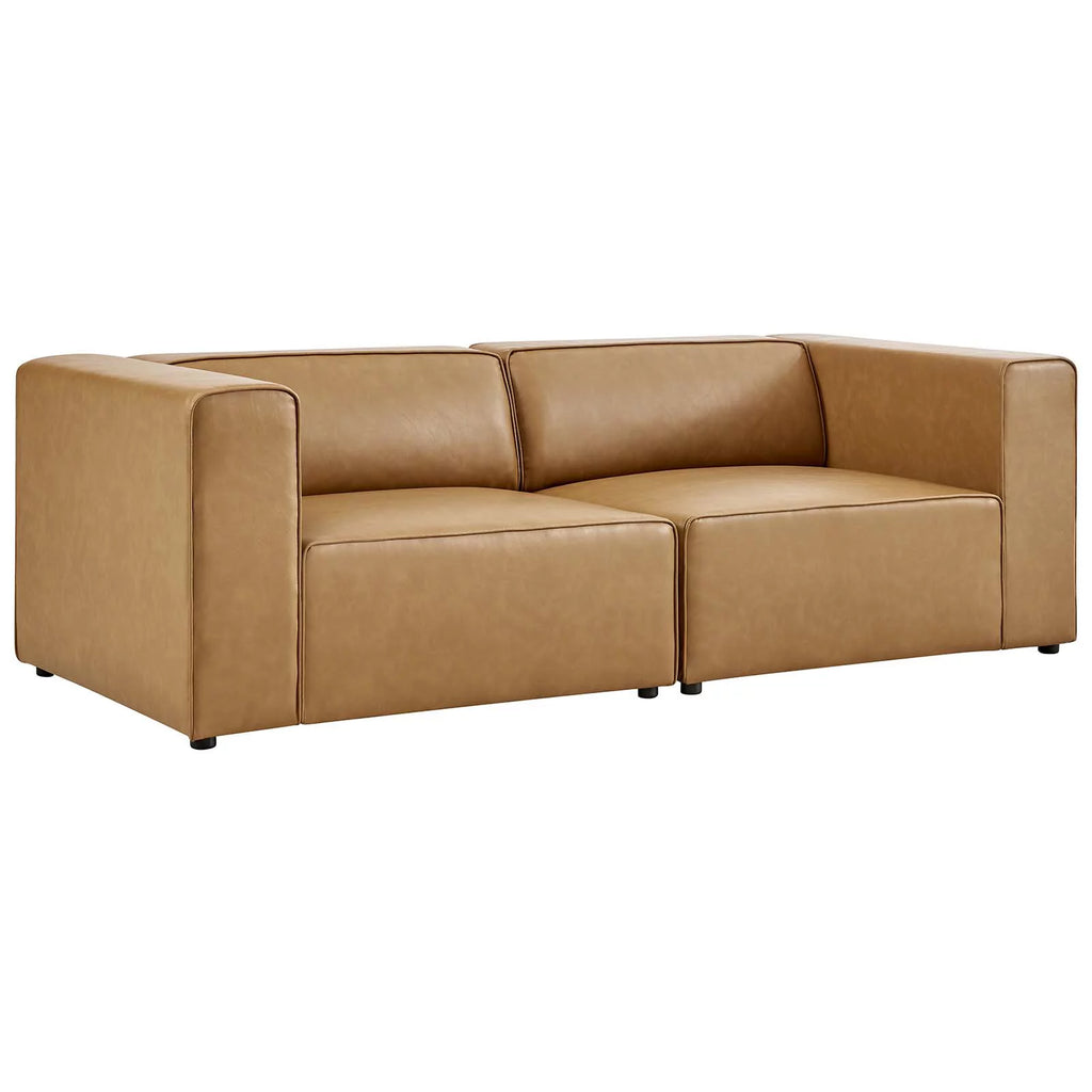 Tan Vegan Leather 2-Piece Sectional Sofa L66869