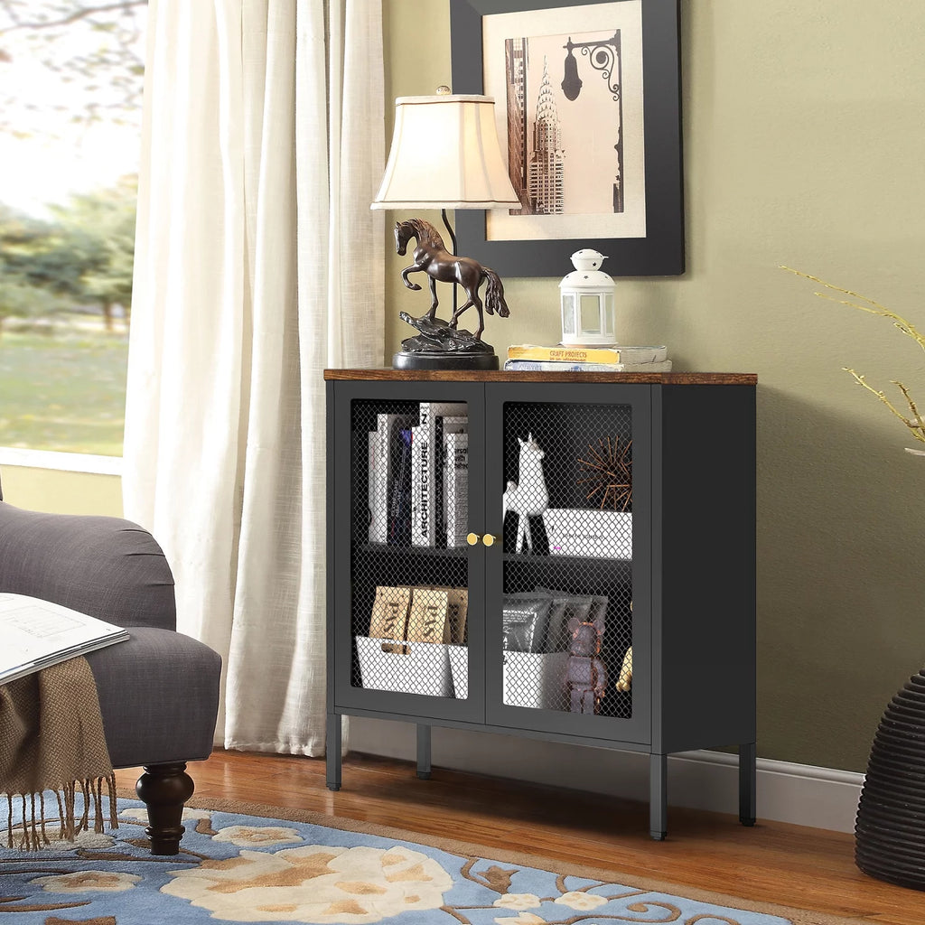 Metal Storage Cabinet with 2 Mesh Doors V6787