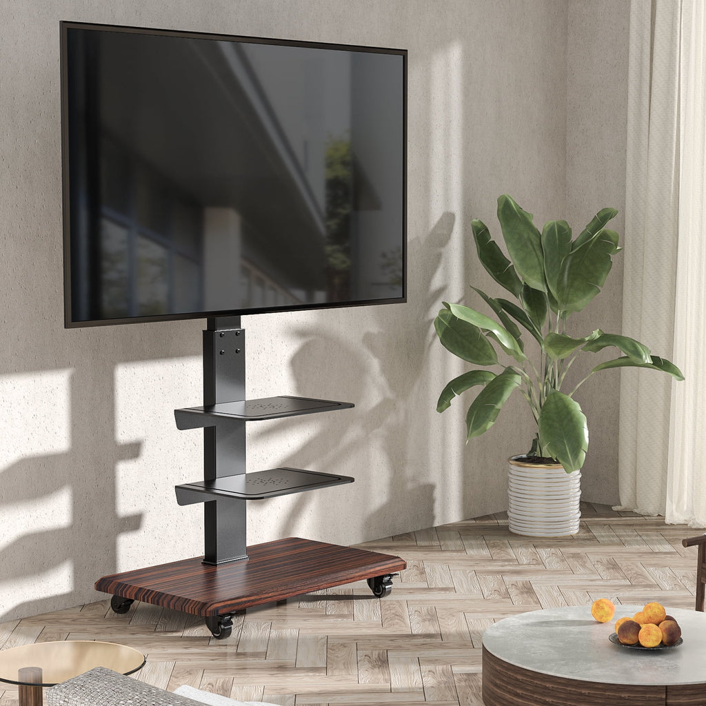 Black Rolling TV Stand with 3 Shelves H3131