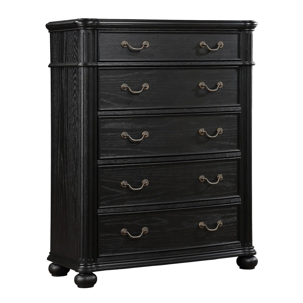 Black 5 Drawer Wood Dresser R37751