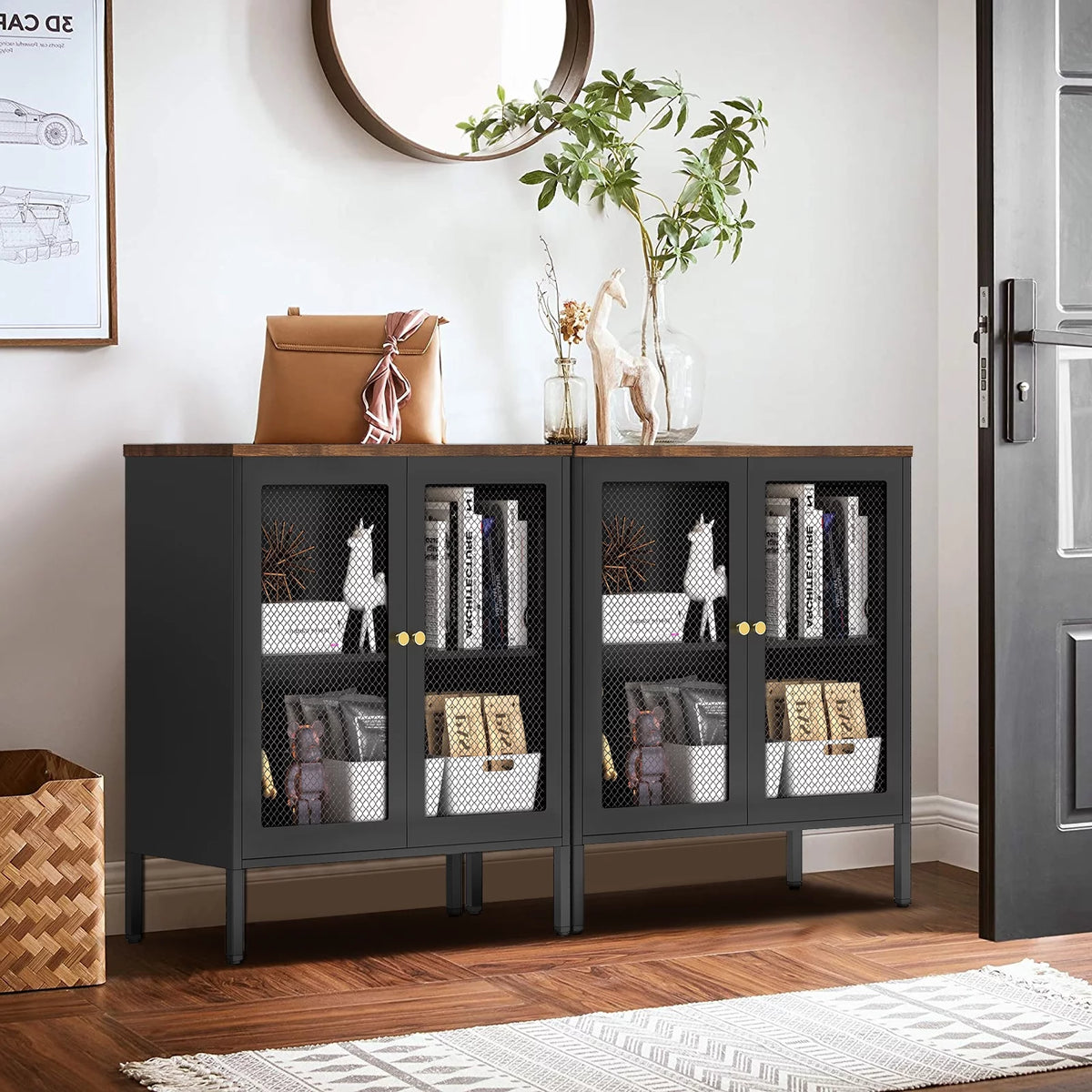 Metal Storage Cabinet with 2 Mesh Doors V6787