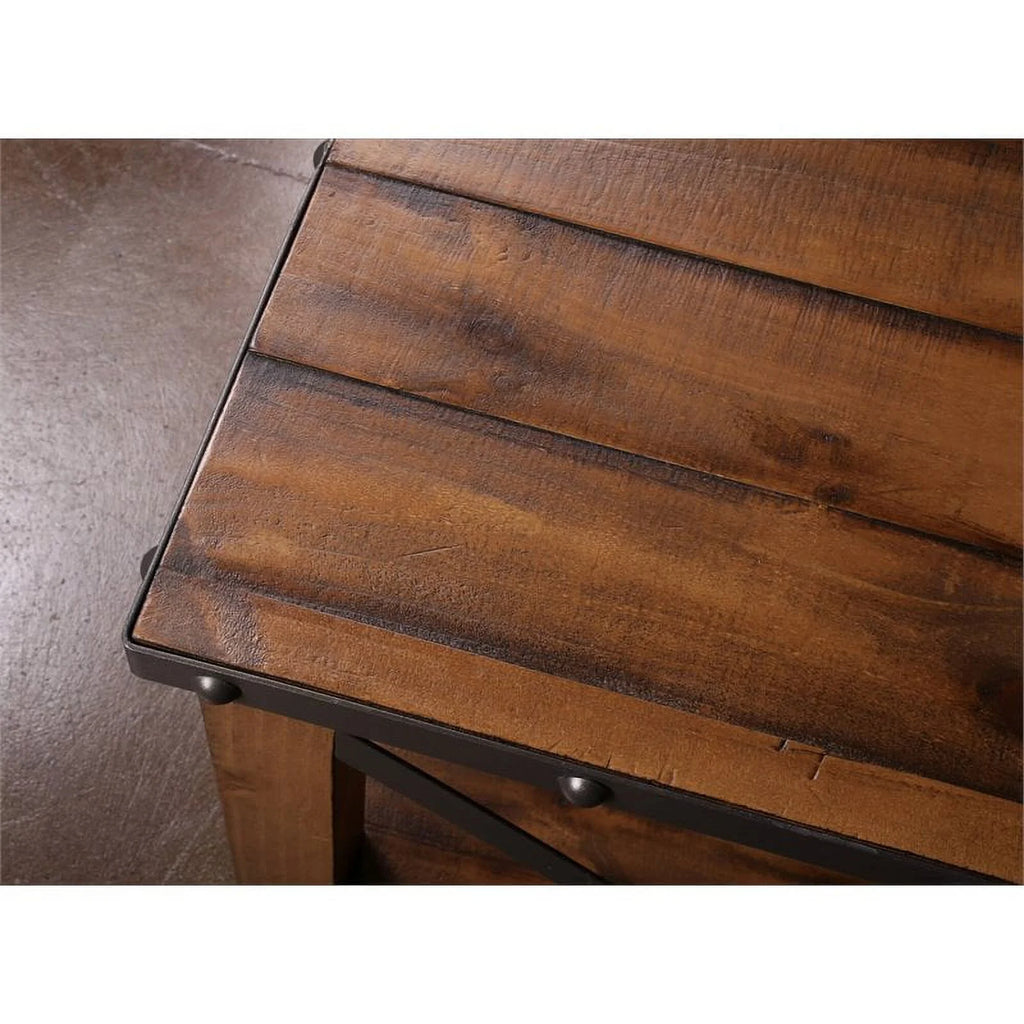 Contemporary Wood End Table with Shelf Set of 2 A926374