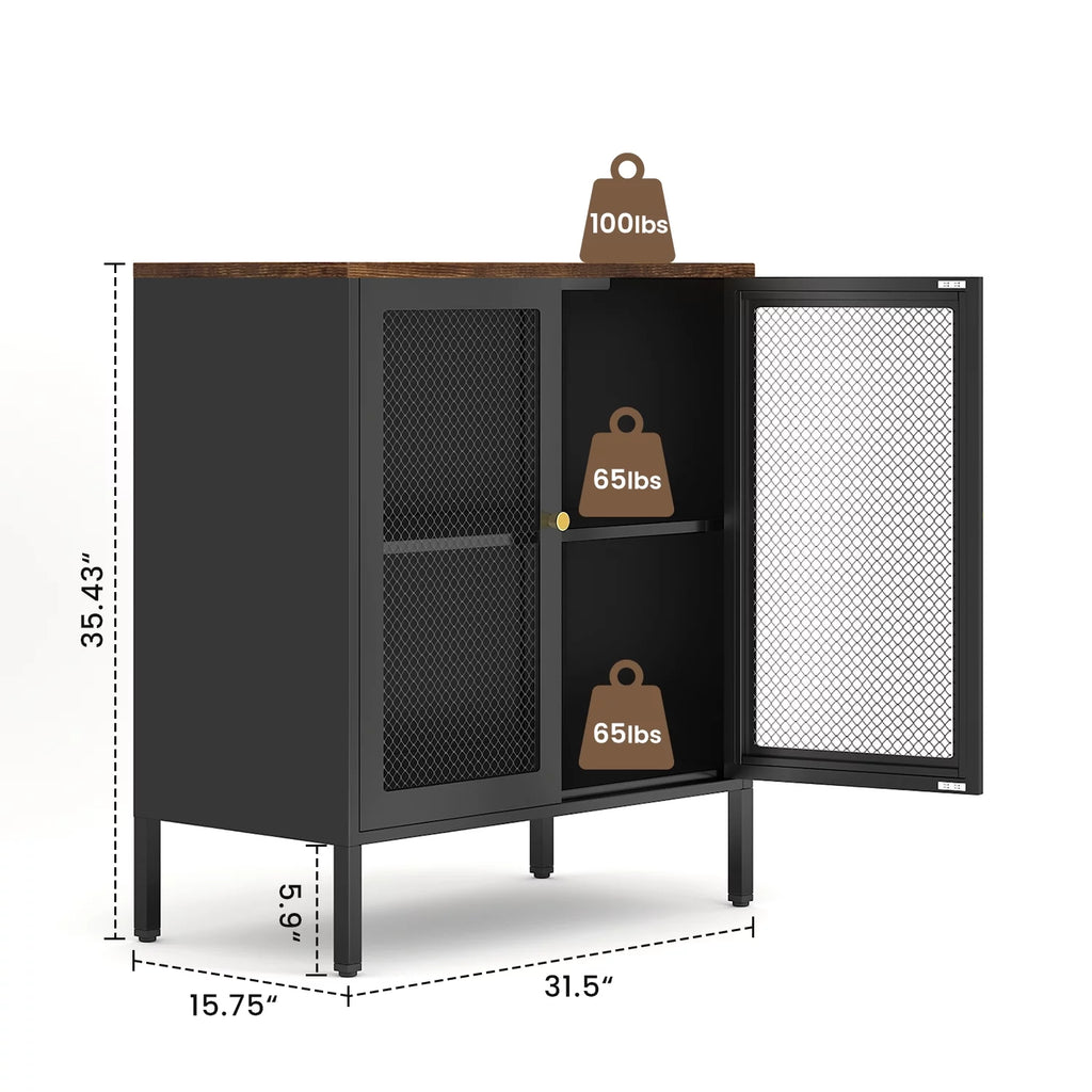 Metal Storage Cabinet with 2 Mesh Doors V6787