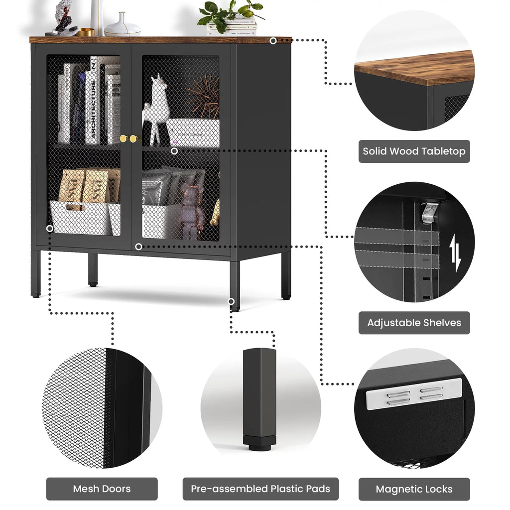 Metal Storage Cabinet with 2 Mesh Doors V6787