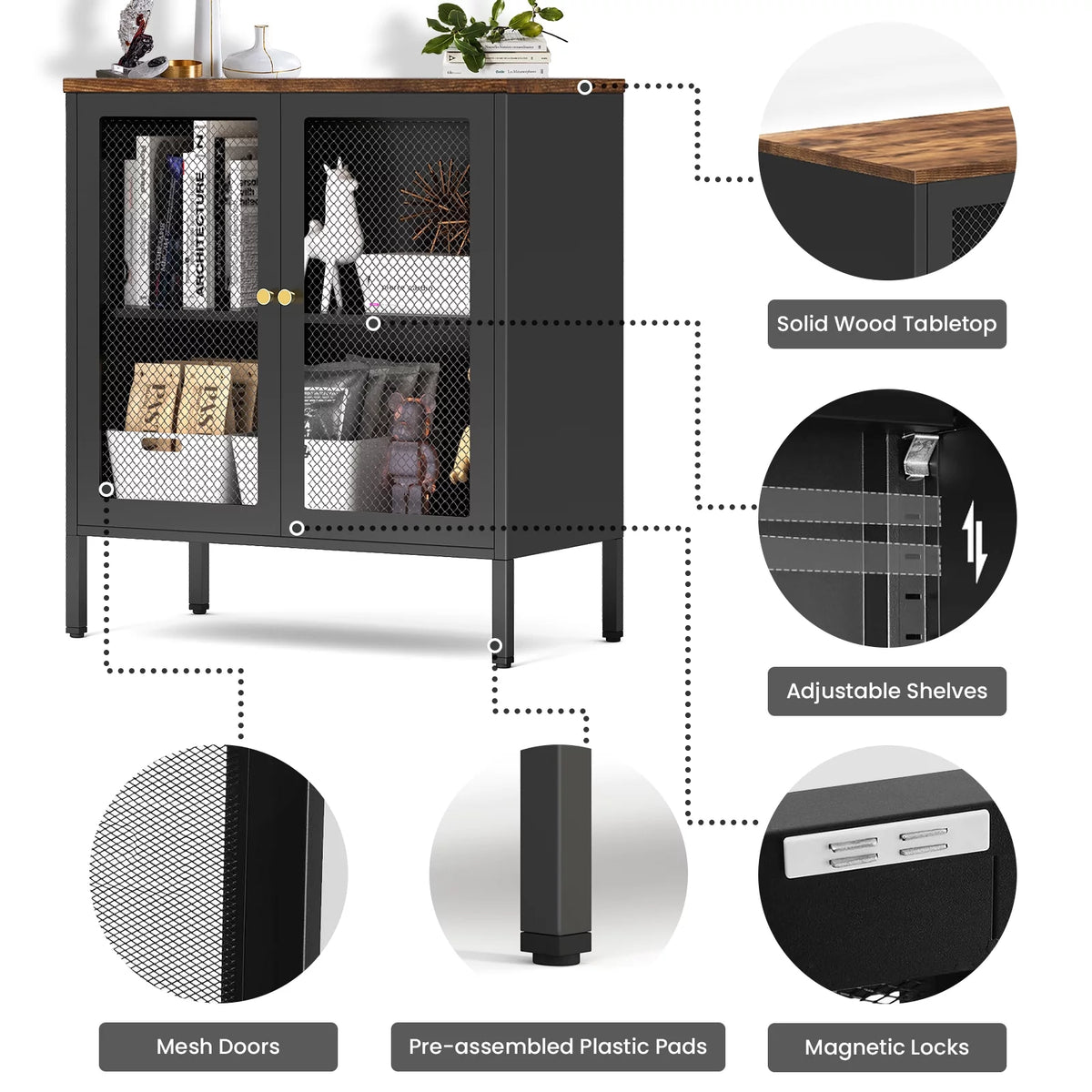 Metal Storage Cabinet with 2 Mesh Doors V6787